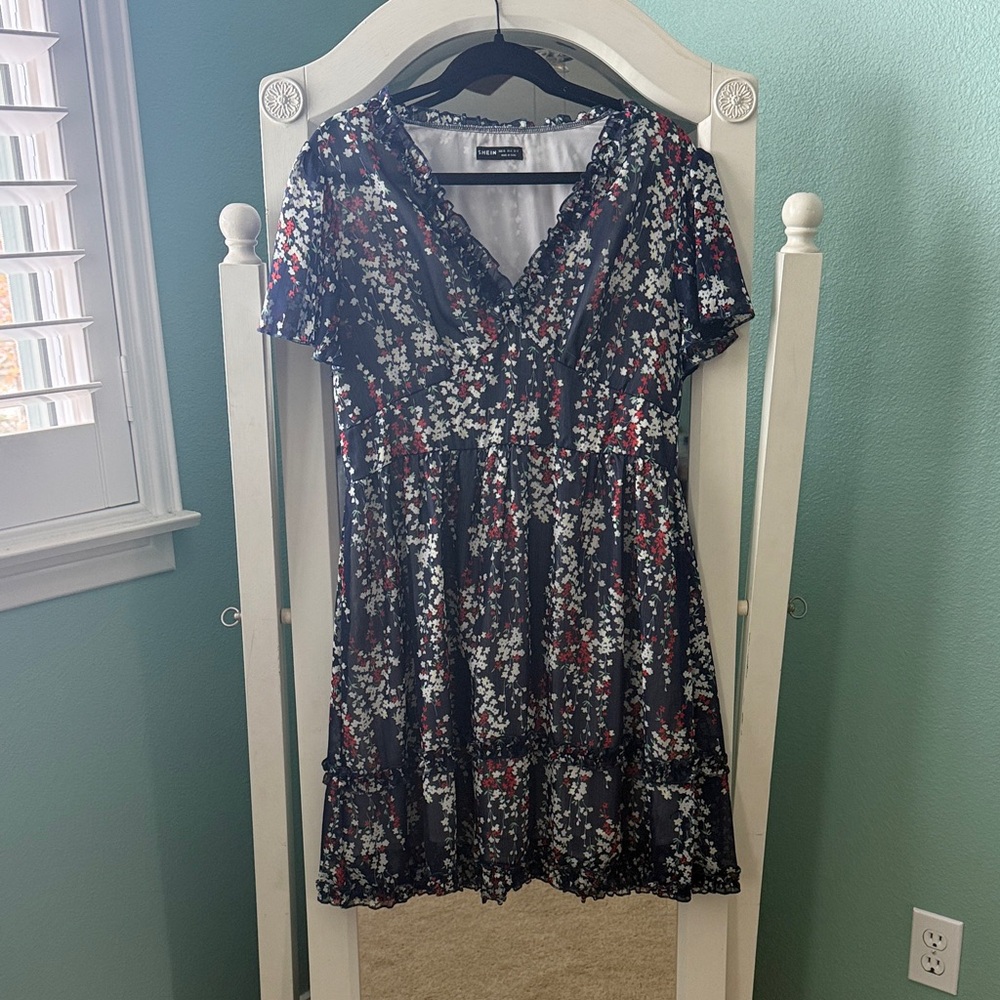 SHEIN Black Floral Dress